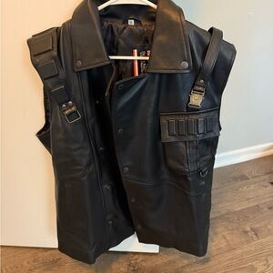 Men's Black Leather Vest